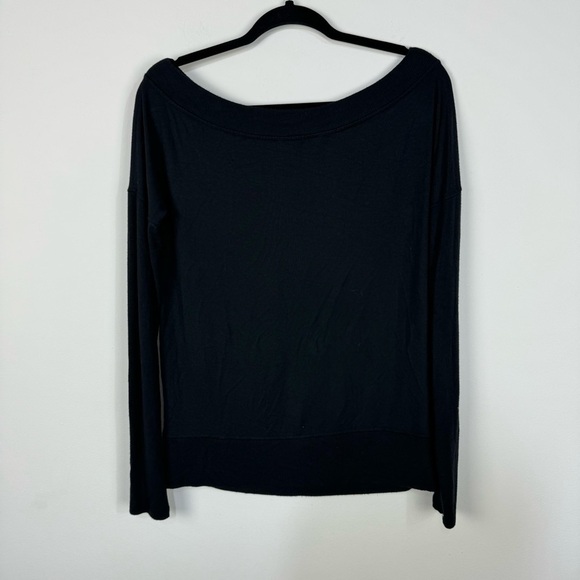 Athleta Black Long Sleeve Boat Neck Basic Casual Top Minimalist Capsule Wardrobe - Picture 2 of 5